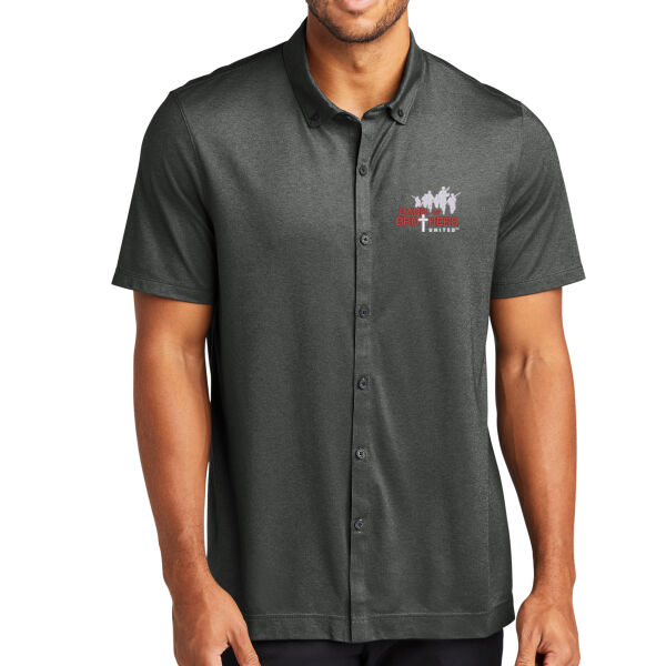 Band Of Brothers Embroidered - Stretch Pique Full Button Polo Thumbnail