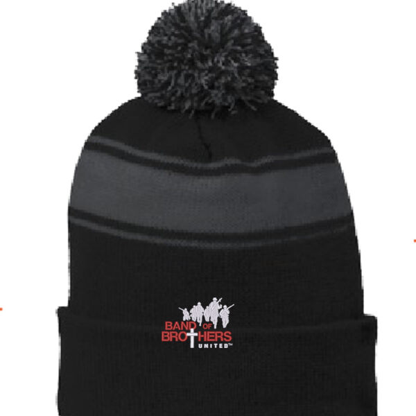 Band Of Brothers Embroidered - Stripe Pom Pom Beanie Thumbnail